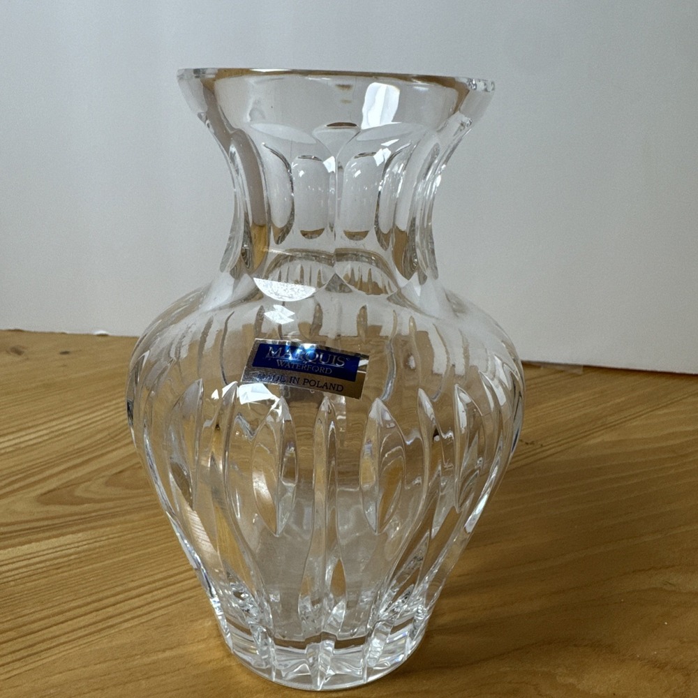 Waterford Marquis Crystal Sheridan Vase 8" Clear Polish Glass Decor